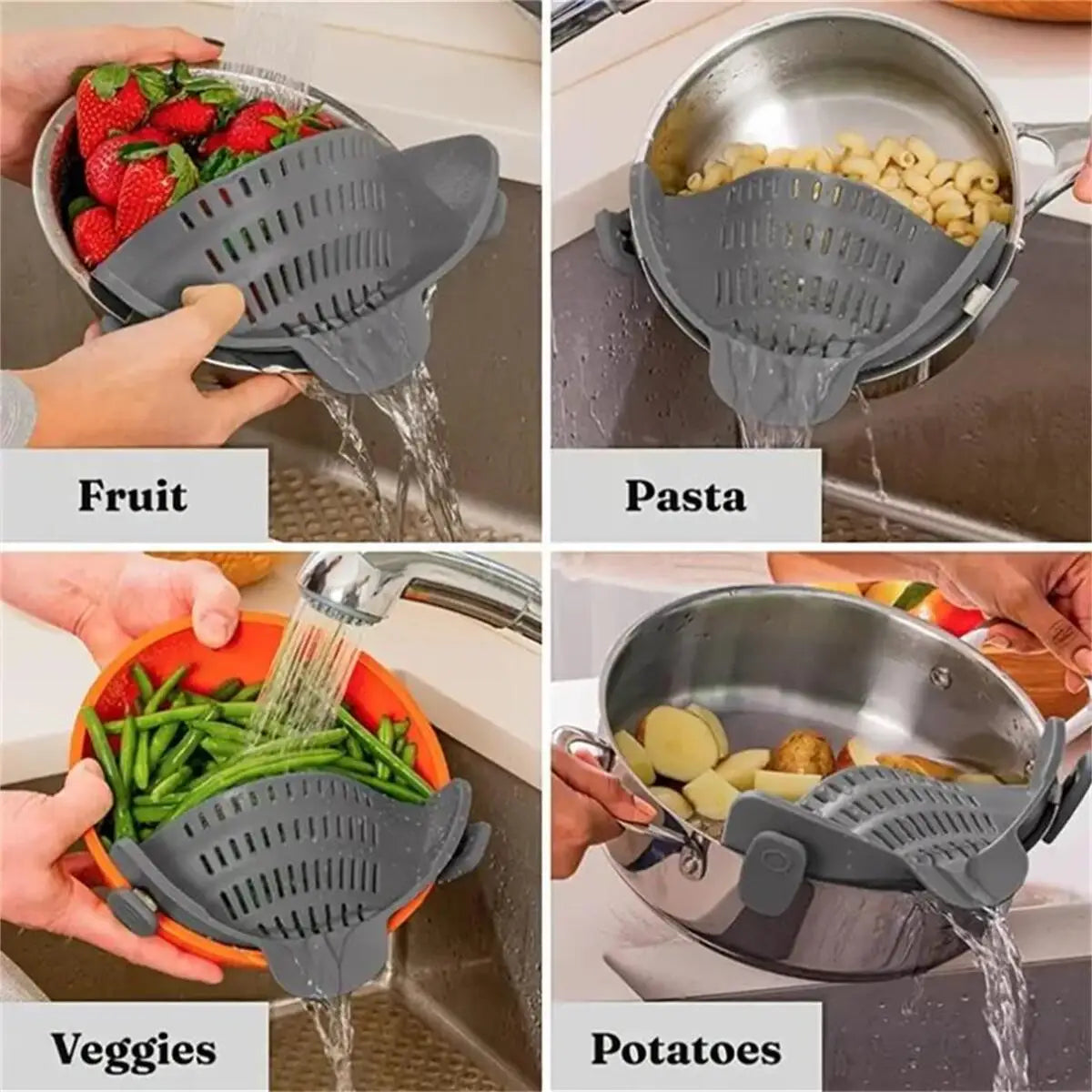 ClipFlow™ Clip-On Silicone Pot Strainer