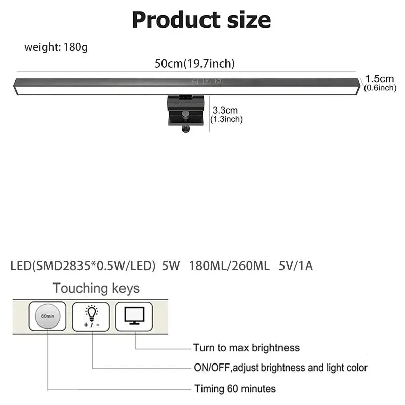 FocusGlow™ LED Monitor Light Bar – 50cm