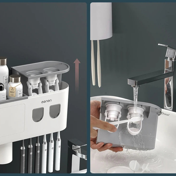 CleanStation™ Magnetic Toothbrush & Toothpaste Holder